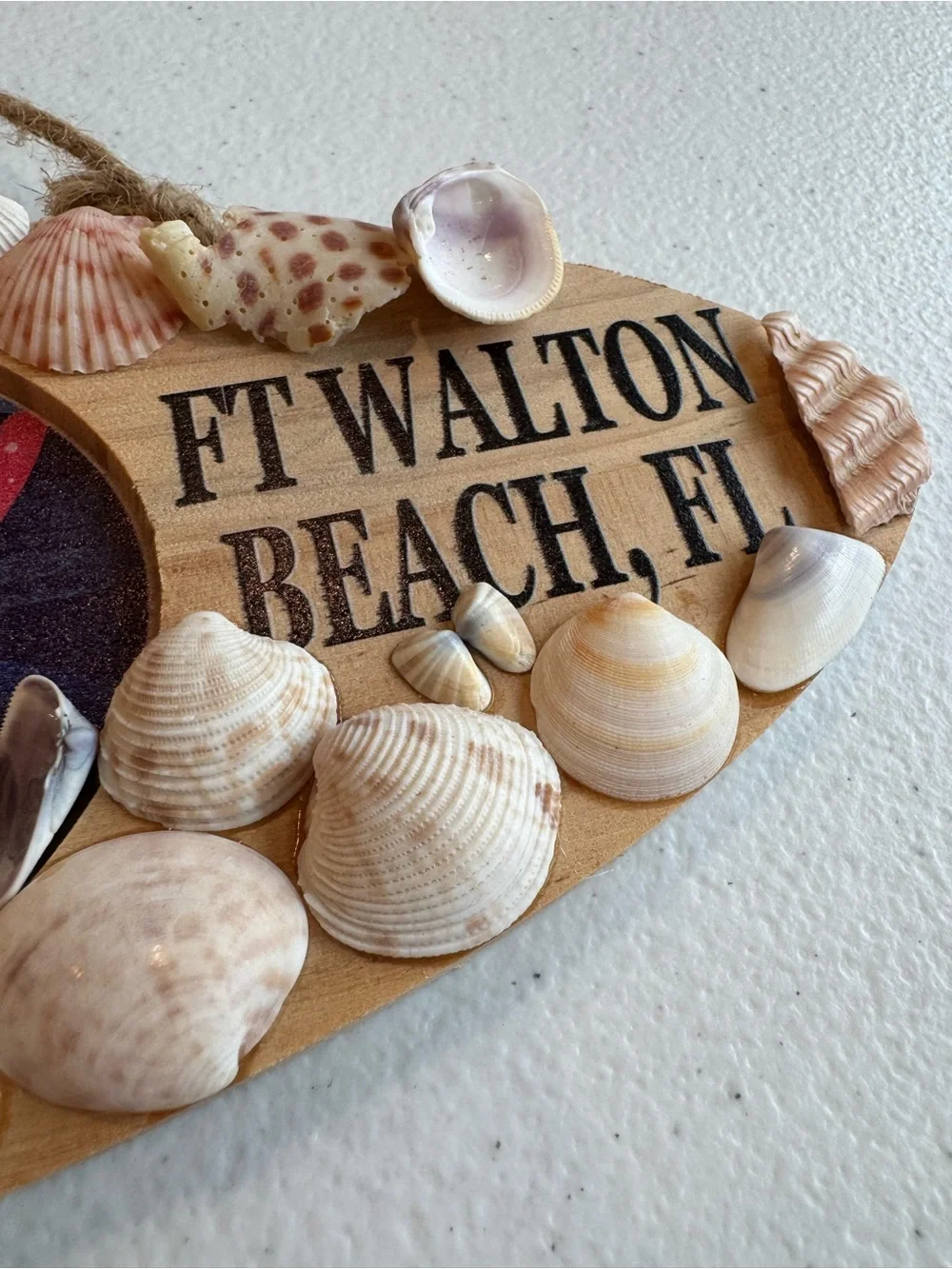 Salty Vibes Ft Walton Beach, FL Seashell Wall Sign - Blue & Tan
